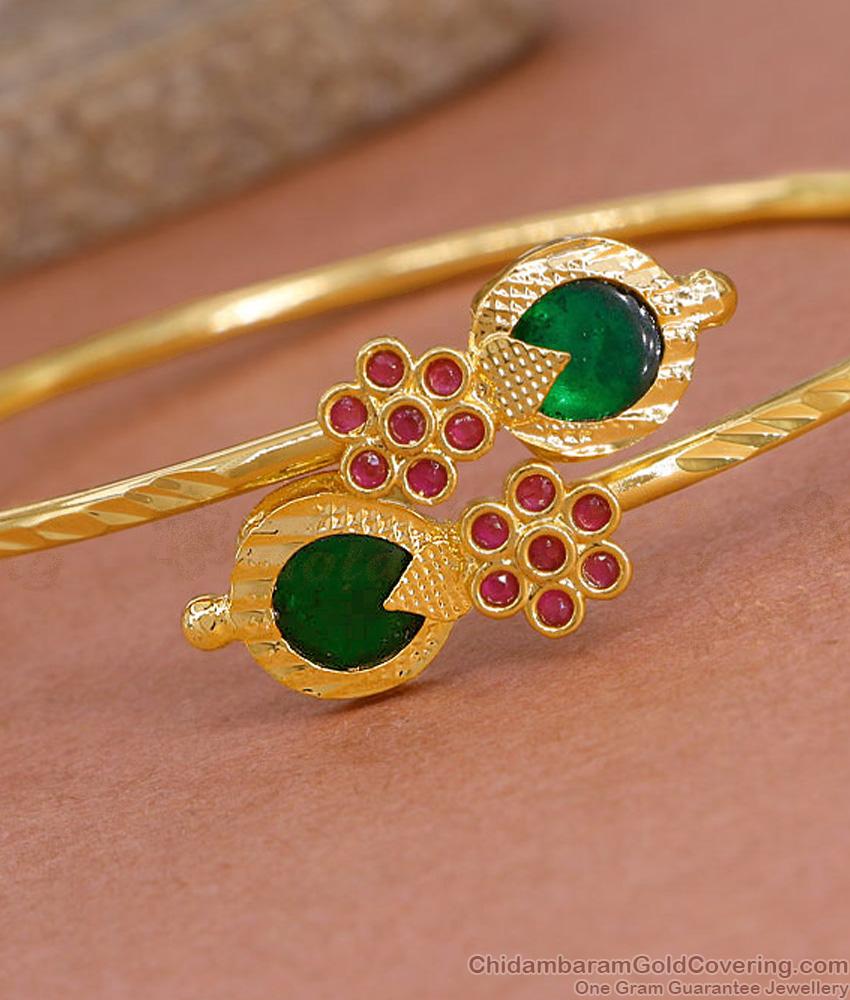 Traditional Green Palakka Stone Gold Imitation Bracelet Designs BRAC1179