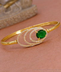 Beautiful Emerald Stone Gold Kada Bracelet Shop Online BRAC1181