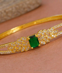 Stylish Floral Design 1 Gram Gold Kada Bracelet With Emerald Stone BRAC1182