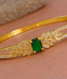 Stylish Floral Design 1 Gram Gold Kada Bracelet With Emerald Stone BRAC1182
