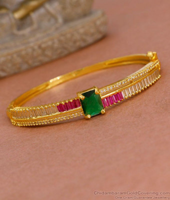 Multi Color Stone Gold Imitation Bracelet Kada Type For Wedding BRAC1184
