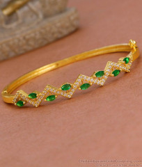 Buy 1 Gram Gold Green Gemstone Kada Bracelet Design Online BRAC1187