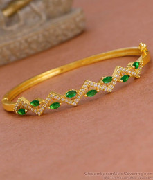 Buy 1 Gram Gold Green Gemstone Kada Bracelet Design Online BRAC1187