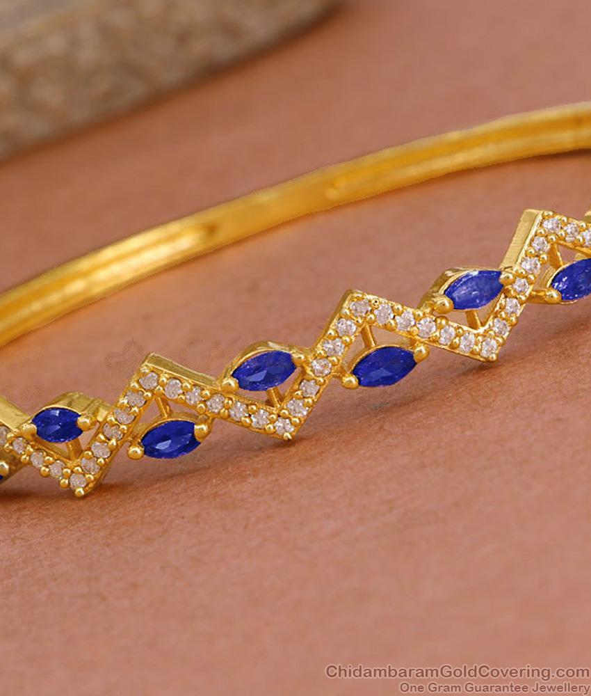 Elegant Blue Gemstone Gold Imitation Kada Bracelet Shop Online BRAC1189 Elegant Blue Gemstone Gold Imitation Kada Bracelet Shop Online BRAC1189