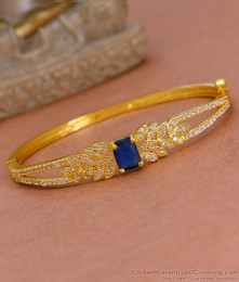Stylish One Gram Gold Kada Bracelet With Sapphire Gemstone Online BRAC1190