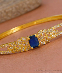 Stylish One Gram Gold Kada Bracelet With Sapphire Gemstone Online BRAC1190 Stylish One Gram Gold Kada Bracelet With Sapphire Gemstone Online BRAC1190