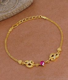 Regular Wear Impon Panchaloha Chain Bracelet With Ruby Stone BRAC1192