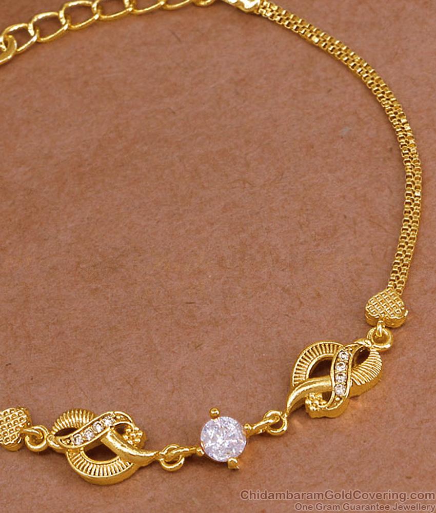 Classic White Stone Five Metal Bracelet Daily Wear Collection BRAC1193