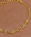 Ruby White Stone Impon Chain Bracelet Heart Charm Design For Daily Use BRAC1195