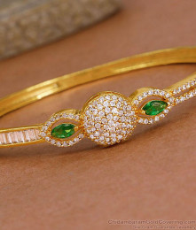 Glittering Emerald Stone Diamond Kada Bracelet Gold Finish BRAC1199 Glittering Emerald Stone Diamond Kada Bracelet Gold Finish BRAC1199