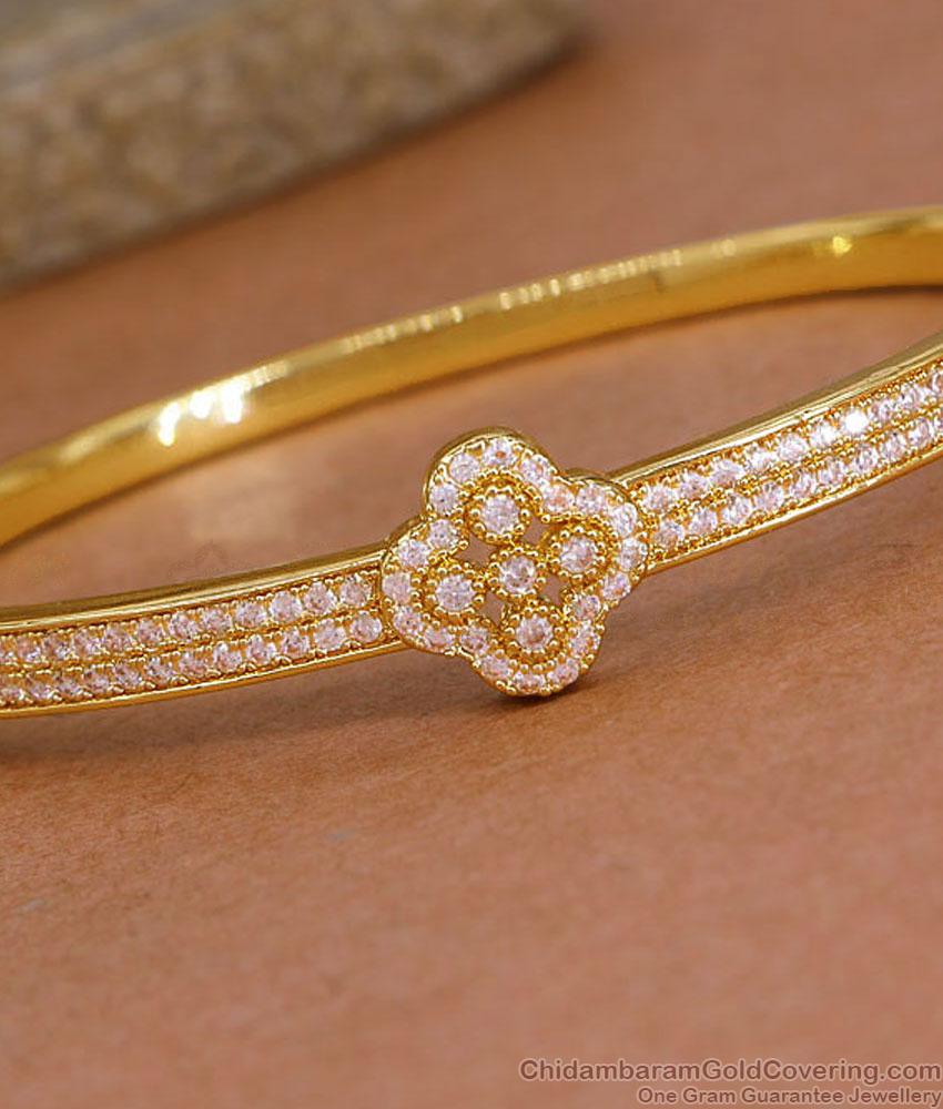 Beautiful Full White Stone Gold Bracelet Push Lock Type BRAC1200