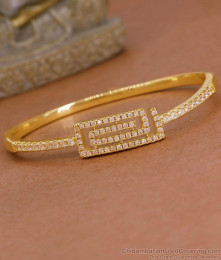 High Quality Gold Plated White Stone Kada Bracelet Shop Online BRAC1202