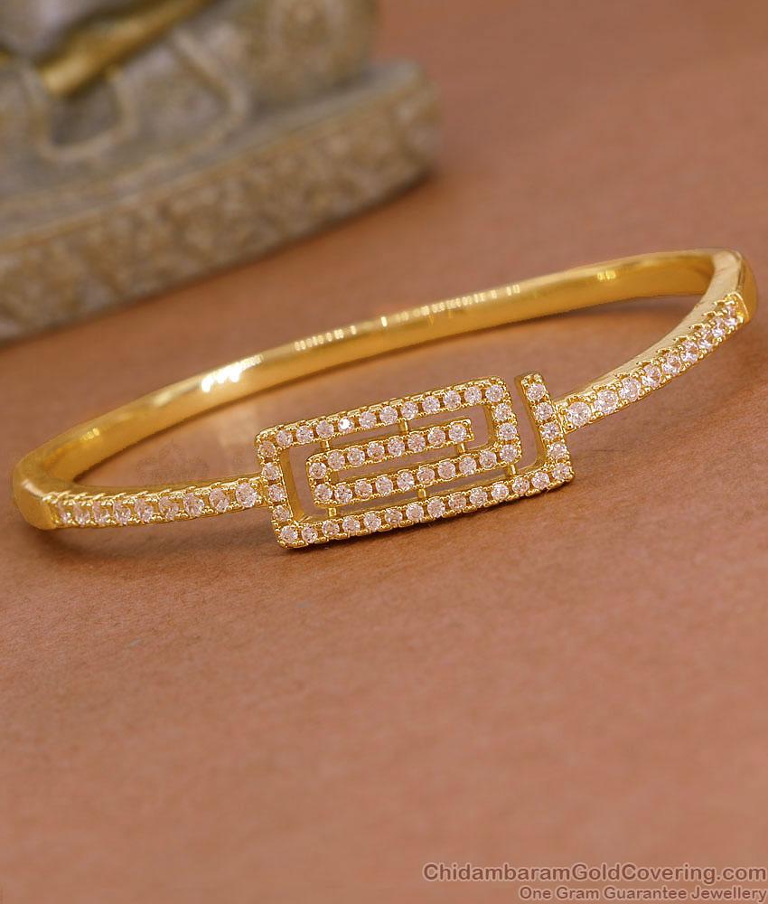 High Quality Gold Plated White Stone Kada Bracelet Shop Online BRAC1202 High Quality Gold Plated White Stone Kada Bracelet Shop Online BRAC1202