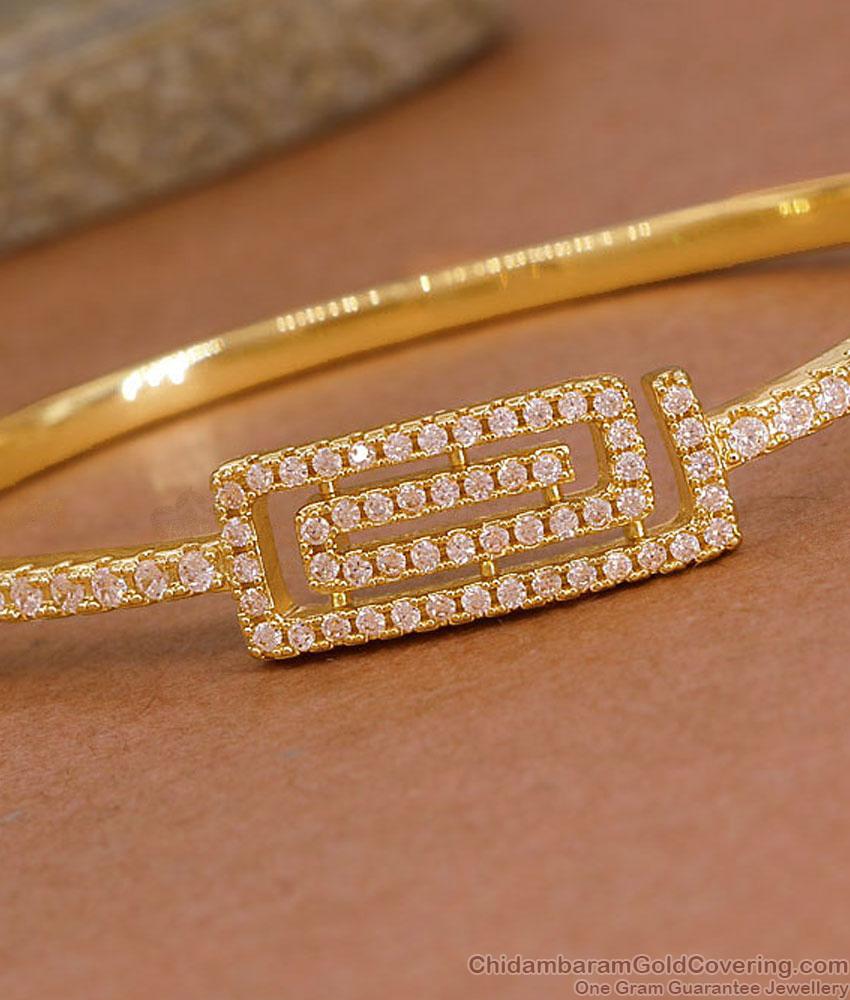 High Quality Gold Plated White Stone Kada Bracelet Shop Online BRAC1202 High Quality Gold Plated White Stone Kada Bracelet Shop Online BRAC1202