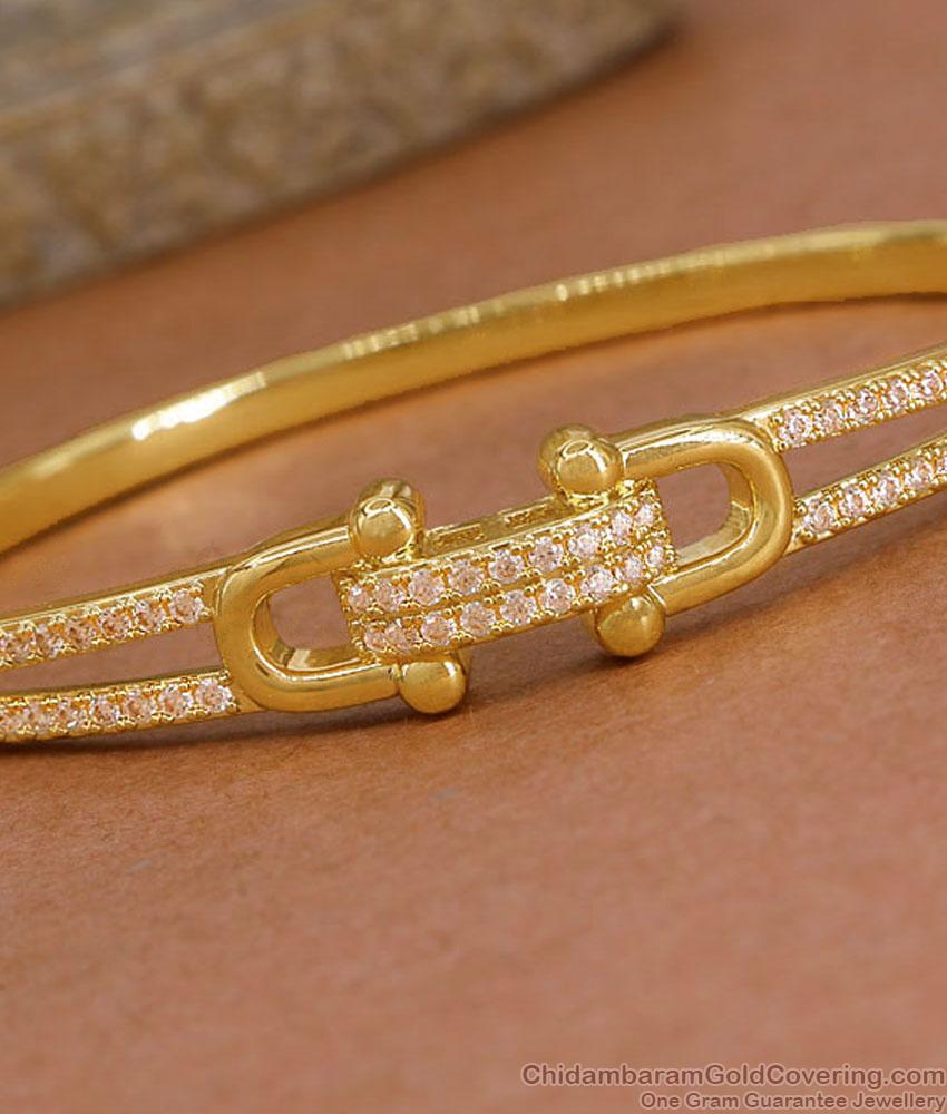 Sparkling White Stone Gold Covering Bracelet For Women BRAC1204