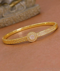 Trendy Gold Plated White Stone Kada Bracelet For Wedding BRAC1205 Trendy Gold Plated White Stone Kada Bracelet For Wedding BRAC1205