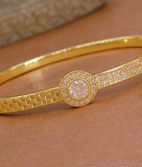 Trendy Gold Plated White Stone Kada Bracelet For Wedding BRAC1205 Trendy Gold Plated White Stone Kada Bracelet For Wedding BRAC1205