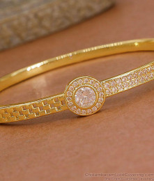 Trendy Gold Plated White Stone Kada Bracelet For Wedding BRAC1205 Trendy Gold Plated White Stone Kada Bracelet For Wedding BRAC1205