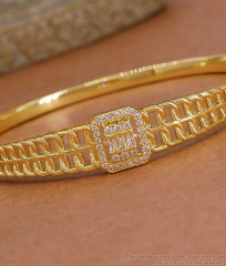 Premium Quality Gold Imitation Kada Bracelet White Stone Design BRAC1206 Premium Quality Gold Imitation Kada Bracelet White Stone Design BRAC1206