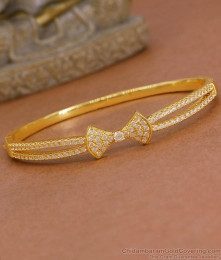 Stylish Micro Gold Polish White Stone Bracelet Bow Design BRAC1208