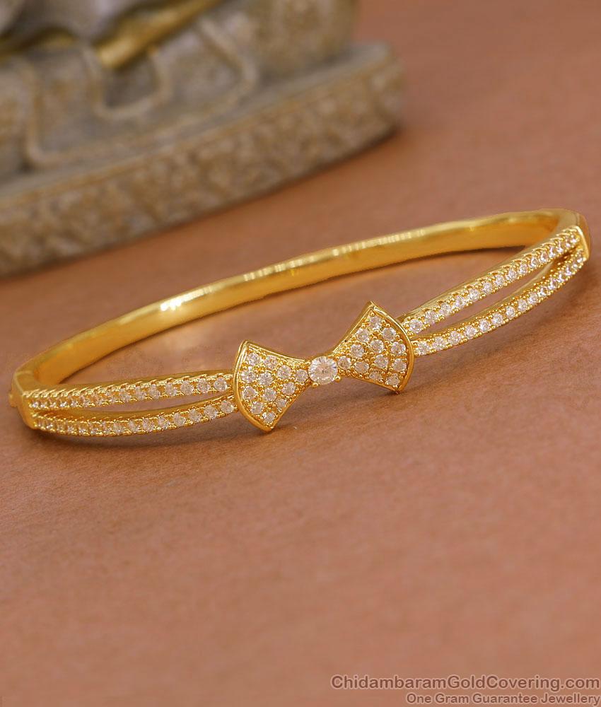 Stylish Micro Gold Polish White Stone Bracelet Bow Design BRAC1208 Stylish Micro Gold Polish White Stone Bracelet Bow Design BRAC1208