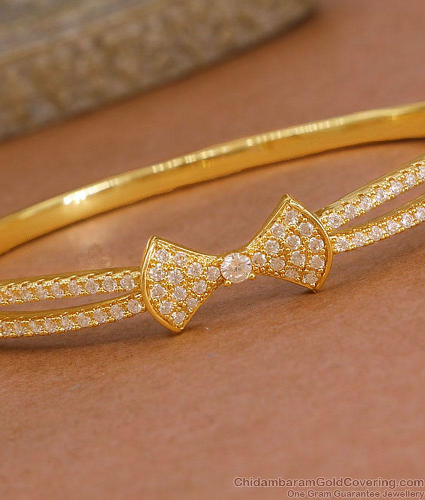 Stylish Micro Gold Polish White Stone Bracelet Bow Design BRAC1208 Stylish Micro Gold Polish White Stone Bracelet Bow Design BRAC1208