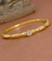 Light Weight Single White Stone Gold Bracelet For Daily Wear BRAC1209