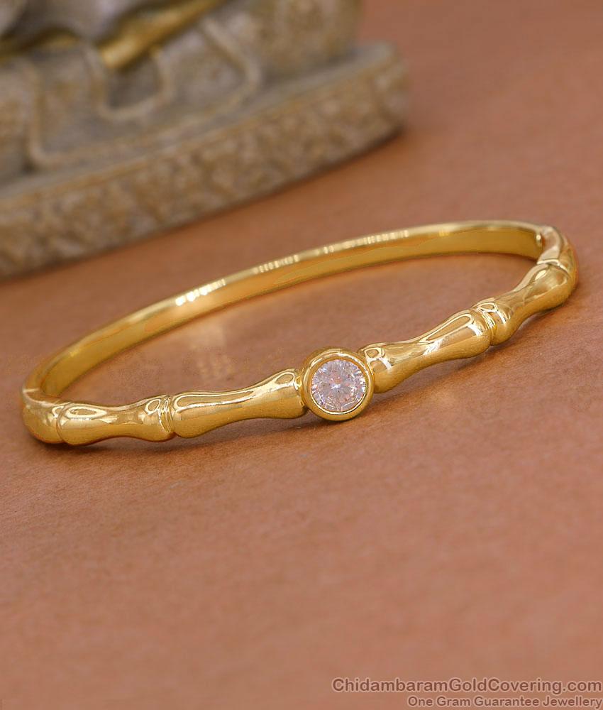 Light Weight Single White Stone Gold Bracelet For Daily Wear BRAC1209