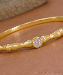 Light Weight Single White Stone Gold Bracelet For Daily Wear BRAC1209 Light Weight Single White Stone Gold Bracelet For Daily Wear BRAC1209