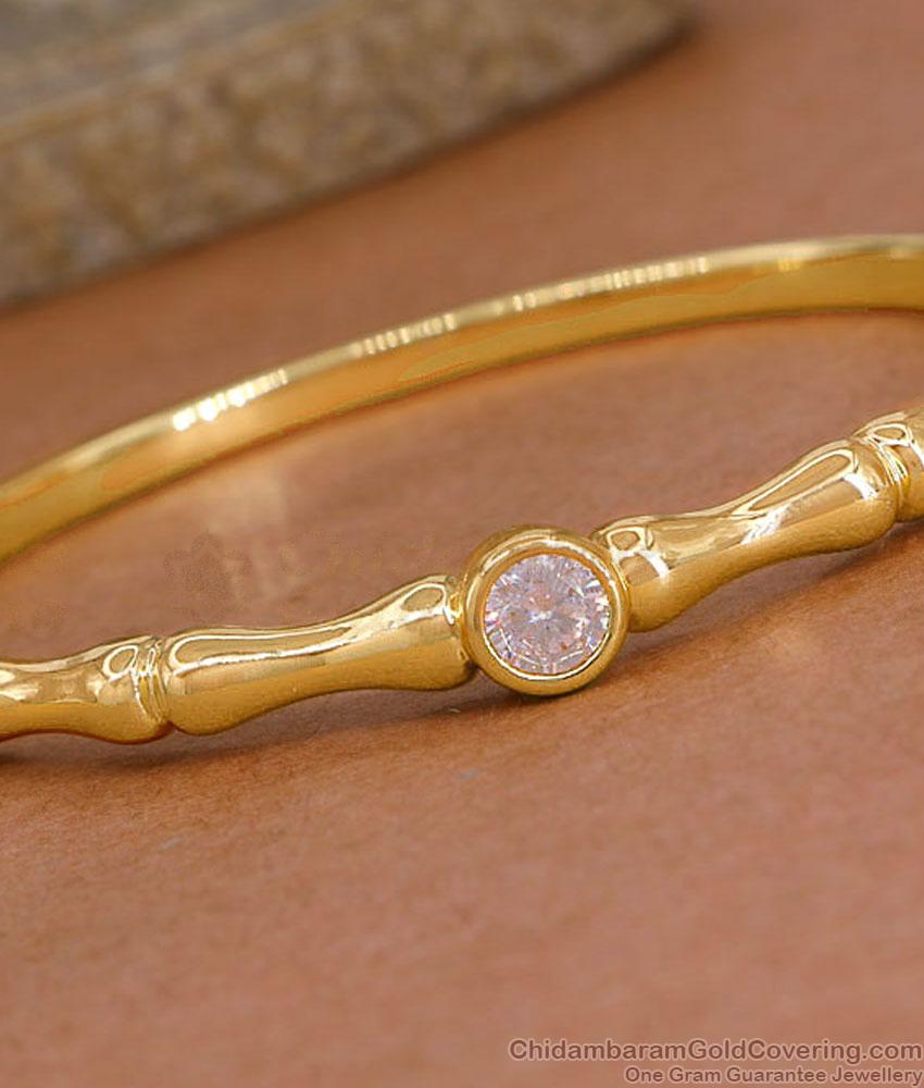 Light Weight Single White Stone Gold Bracelet For Daily Wear BRAC1209