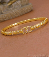 White Stone Heart Design Gold Kada Bracelet Shop Online BRAC1210 White Stone Heart Design Gold Kada Bracelet Shop Online BRAC1210