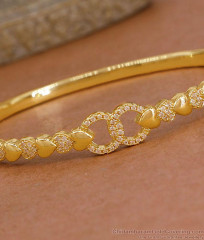 White Stone Heart Design Gold Kada Bracelet Shop Online BRAC1210 White Stone Heart Design Gold Kada Bracelet Shop Online BRAC1210