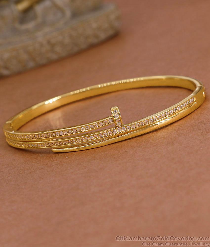 Stylish White Stone Gold Imitation Kada Bracelet Shop Online BRAC1215