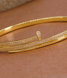 Stylish White Stone Gold Imitation Kada Bracelet Shop Online BRAC1215 Stylish White Stone Gold Imitation Kada Bracelet Shop Online BRAC1215