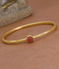 Light Weight Micro Gold Plated Kada Bracelet With Ruby Stone BRAC1219 Light Weight Micro Gold Plated Kada Bracelet With Ruby Stone BRAC1219