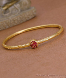 Light Weight Micro Gold Plated Kada Bracelet With Ruby Stone BRAC1219