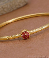 Light Weight Micro Gold Plated Kada Bracelet With Ruby Stone BRAC1219
