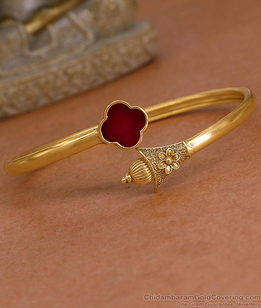 Antique Matt Finish Ruby Stone Gold Kada Bracelet For Women BRAC1223 Antique Matt Finish Ruby Stone Gold Kada Bracelet For Women BRAC1223
