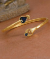 Traditional Gold Imitation Peacock Blue Enamel Kada Bracelet BRAC1226