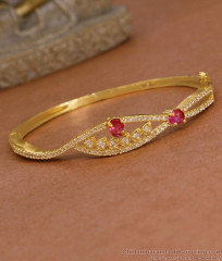 Stylish Ruby White Ad Stone Kada Bracelet Gold Finish BRAC1229 Stylish Ruby White Ad Stone Kada Bracelet Gold Finish BRAC1229
