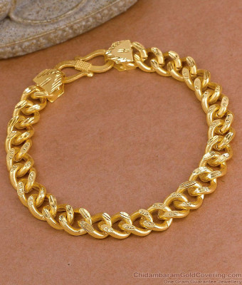 Men's Matte Gloss Cuban Link Gold Plated Bracelet BRAC1235