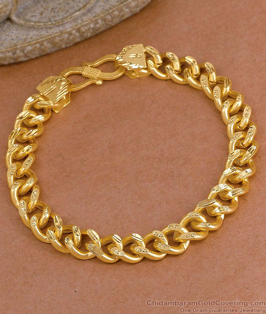 Men's Matte Gloss Cuban Link Gold Plated Bracelet BRAC1235 Men's Matte Gloss Cuban Link Gold Plated Bracelet BRAC1235