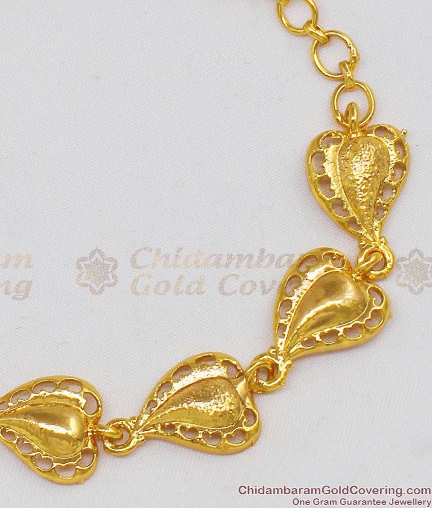 Lovers Special Gift Heart Model Bracelet One Gram Gold Jewelry BRAC126