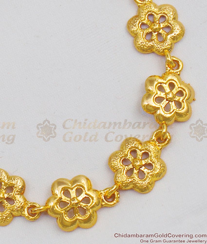 Light Weight Jewelry Collections Flower Design Gold Plated Bracelet Collections Online BRAC129