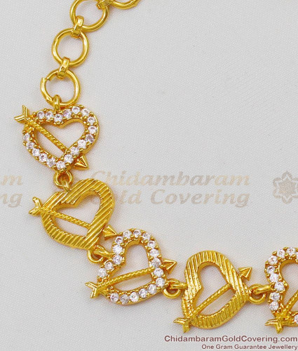Valentine Special Heart Shaped Gold Bracelet Regular Wear Jewelry Online  BRAC138