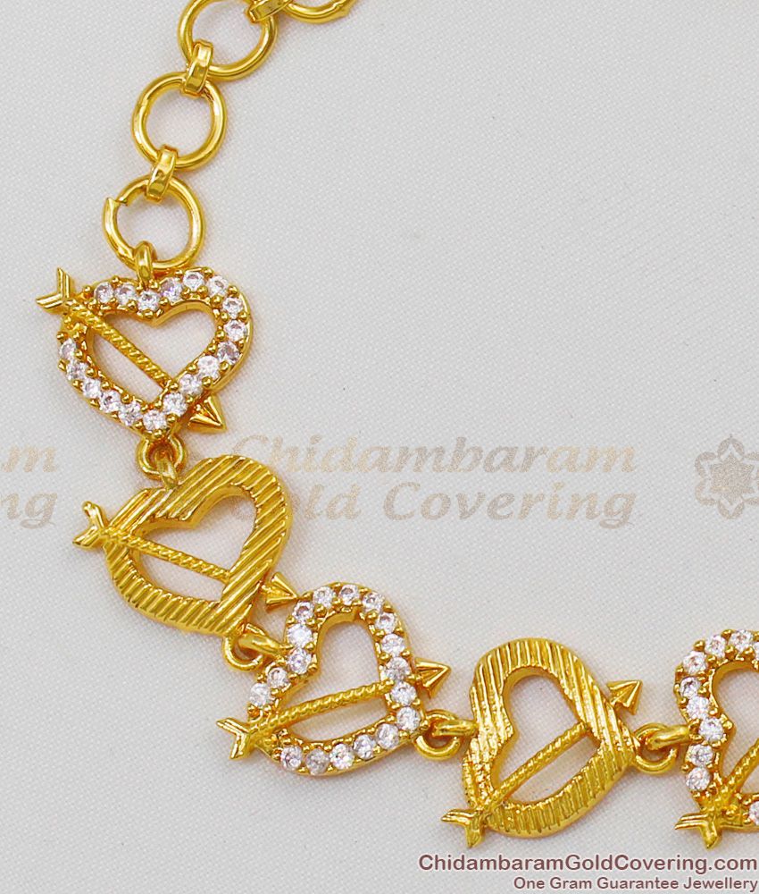 Valentine Special Heart Shaped Gold Bracelet Regular Wear Jewelry Online BRAC138