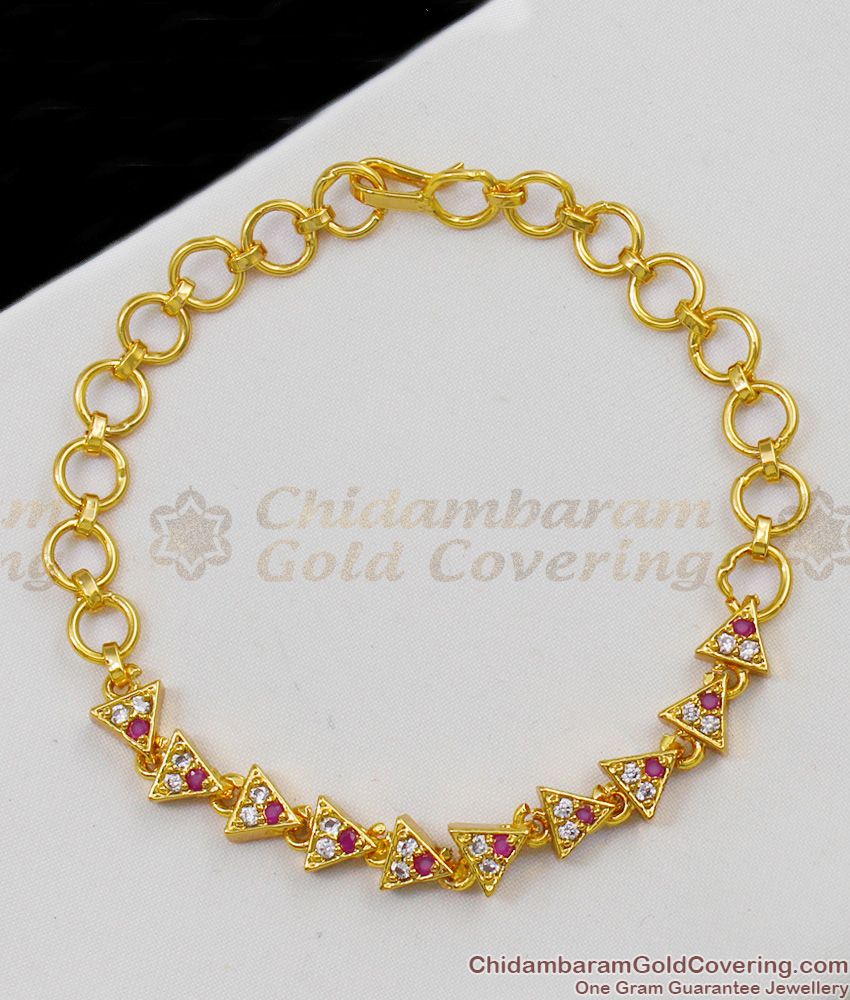 Trendy Imitation Gold Jewelry Pyramid Design Stone Bracelet For Ladies BRAC139