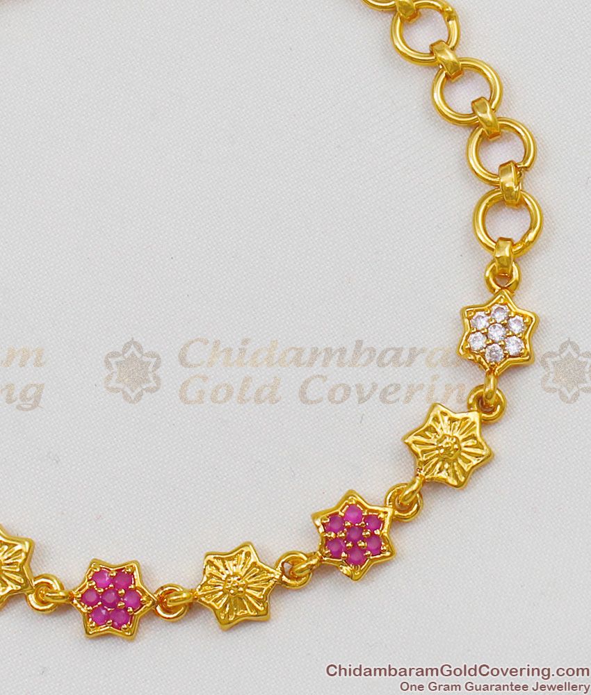 Flower Pattern One Gram Gold Jewelry Stone Bracelet For Ladies BRAC142