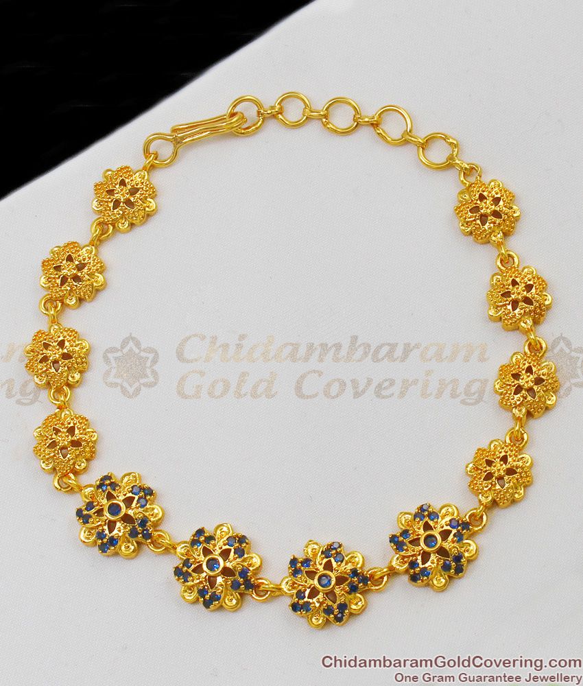 Garland Inspired Blue Stones Gold Bracelet Collections For Ladies Online BRAC145
