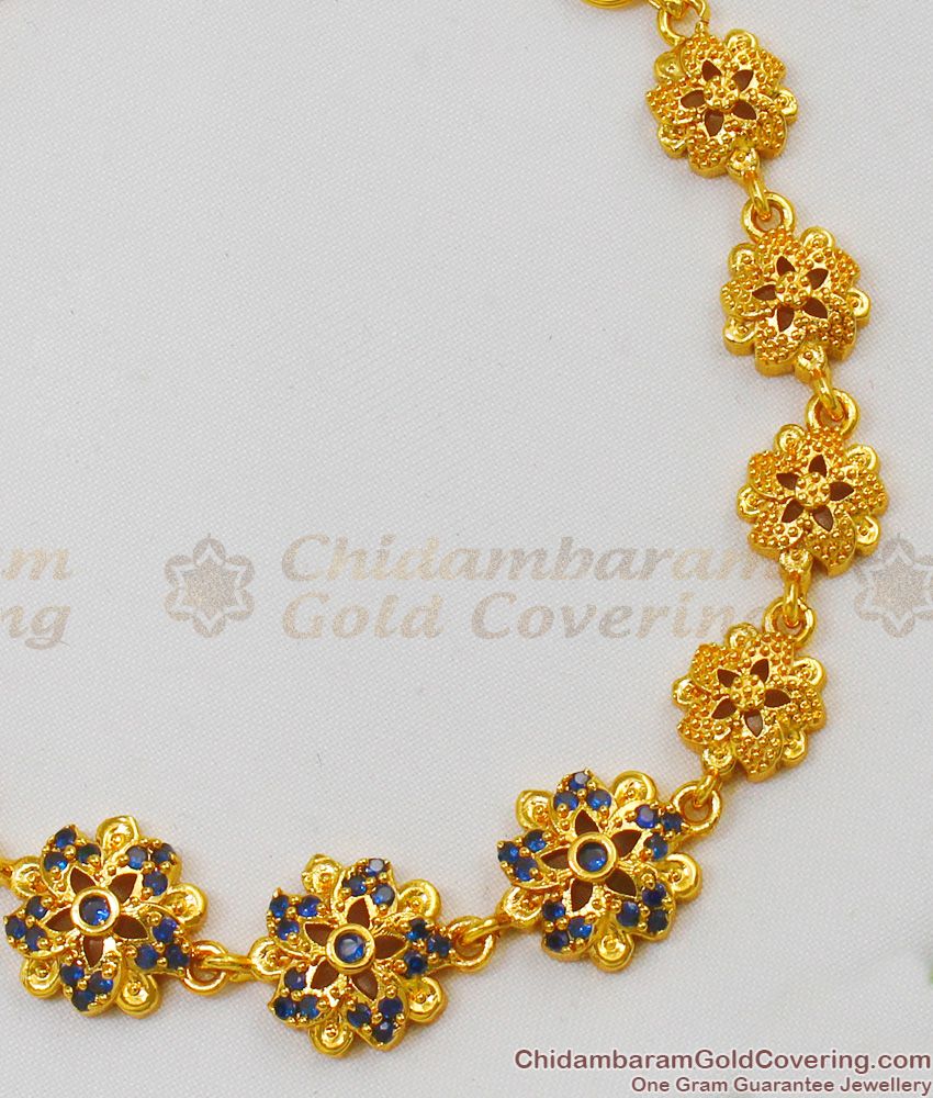 Garland Inspired Blue Stones Gold Bracelet Collections For Ladies Online BRAC145